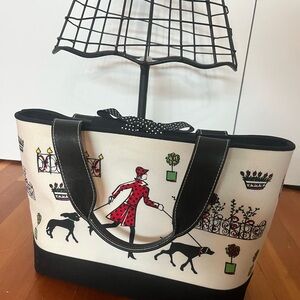 Talbots Black and Cream Graphic Tote